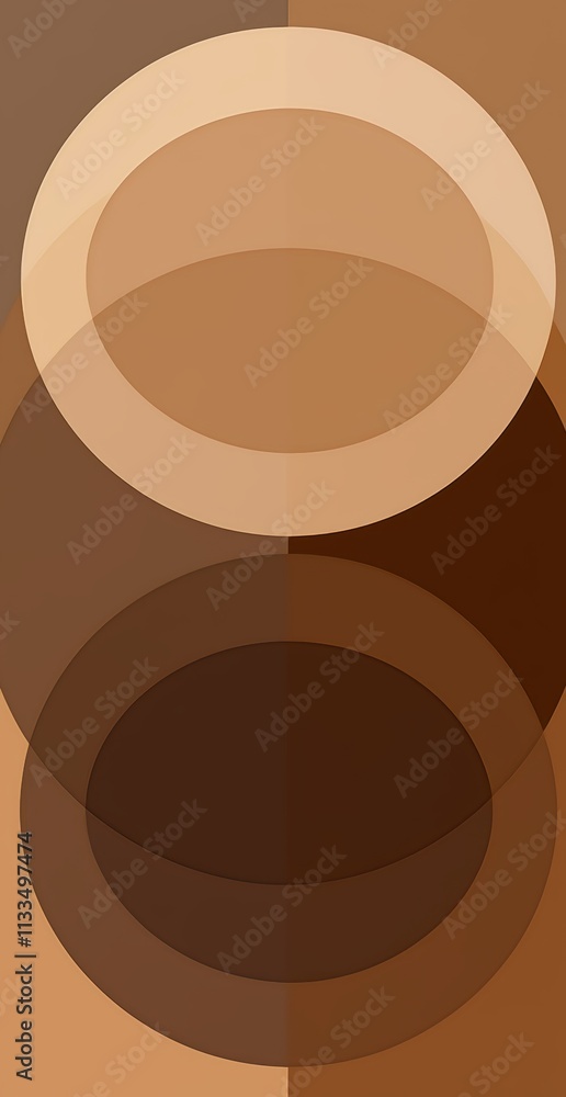 Poster intersecting circles in shades of brown and beige create an abstract pattern, forming a visually app