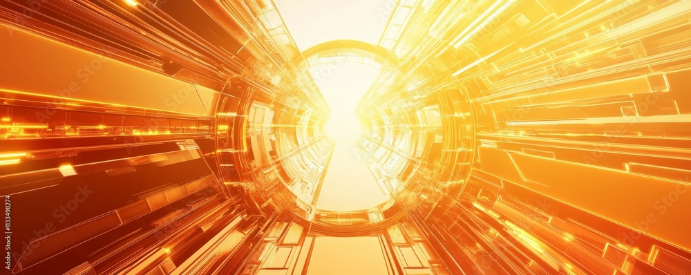 Poster cyberspace concept with high-tech structure. orange and yellow futuristic digital lines with copy-sp
