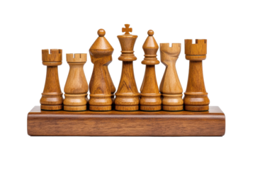Elegant Wooden Chess Piece Holder, Perfect for Organizing Your Game Set with isolated on transparent background