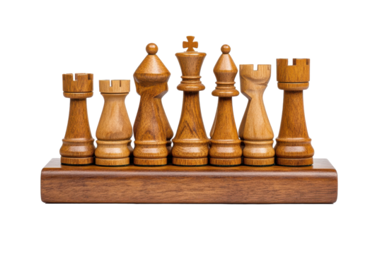 Elegant Wooden Chess Piece Holder, Perfect for Organizing Your Game Set with isolated on transparent background