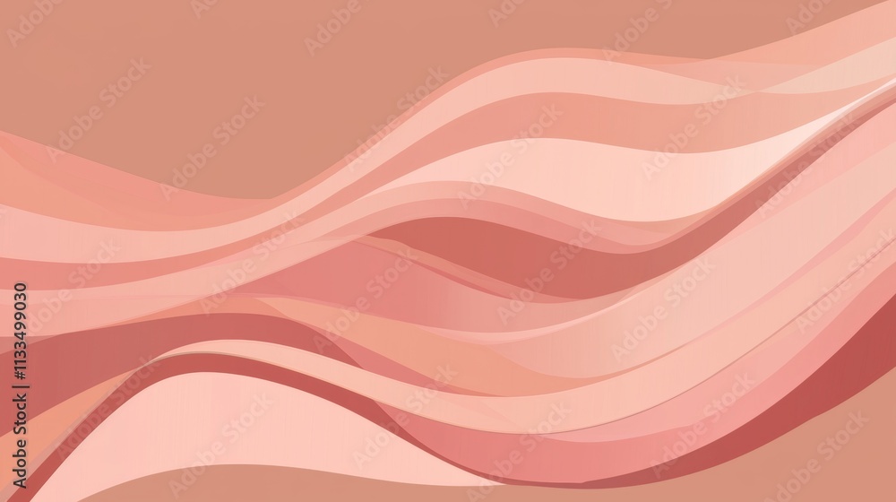 Poster smooth, undulating pink lines create a visually appealing abstract design, evoking a sense of fluidi