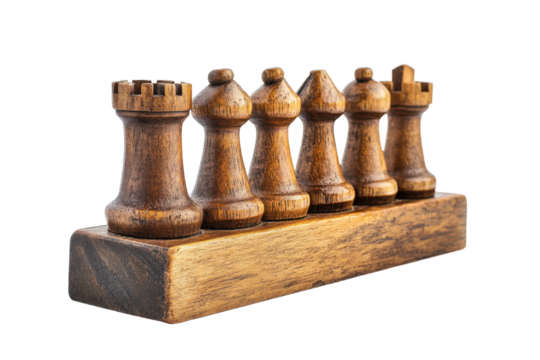 Stylish Wooden Chess Piece Holder, Combining Functionality and Aesthetics for Chess Lovers with isolated on transparent background