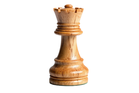 Elegant Wooden Queen Chess Piece, The Most Powerful Piece on the Board with isolated on transparent background