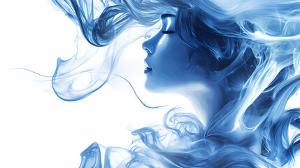 Fototapeta premium Abstract blue smoke wisps against white background. Wisp. Illustration