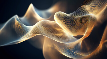Fototapeta premium Abstract golden smoke swirls on dark background. Wisp. Illustration