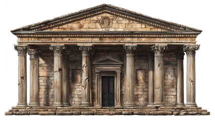 Fototapeta premium Ancient Greek Temple Facade: Architectural Marvel of Classical Antiquity