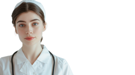 Healthcare, nurse american caucasian young woman smiling on white background
