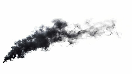 Obraz premium A dramatic, dense column of black and white smoke rising against a white background, creating a bold visual impact. Wisp. Illustration