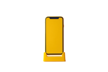 Stylish Yellow Phone Stand, A Fun Addition to Your Home Office Setup with isolated on transparent background