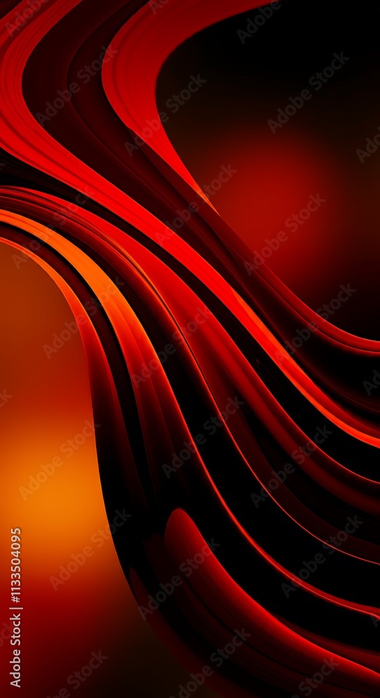 Poster dark red abstract background swirling orange gradient waves smooth flowing lines elegant design