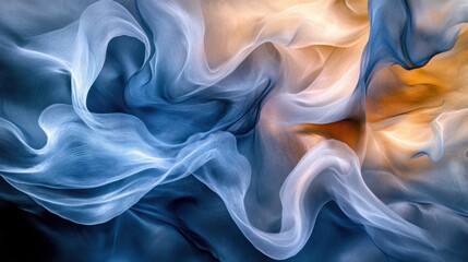 Obraz premium Abstract Swirling Silk: Blue and Gold Symphony