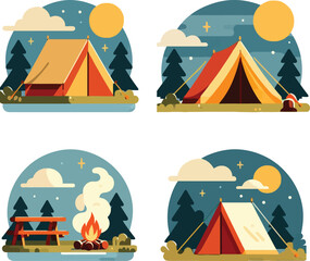 illustrations of a tent vector.