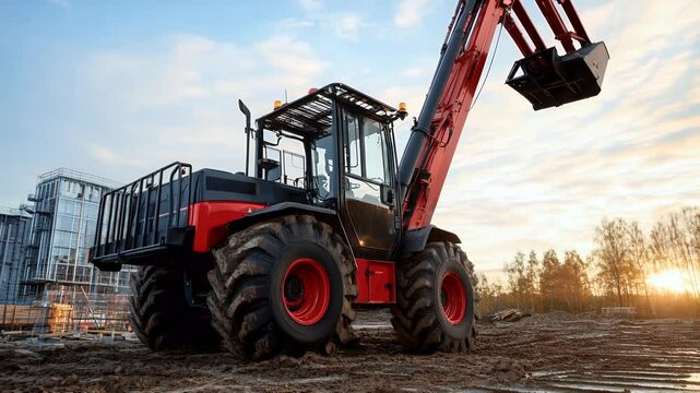 Telehandler on Construction Site Heavy Machinery in Action