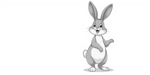 Obraz premium A cute rabbit standing on hind legs with a playful expression, hind legs