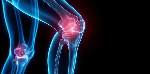Blue and Orange 3D Illustration of a Human Knee Joint