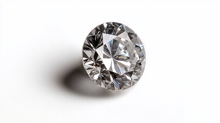 Sparkling round brilliant-cut diamond on white.