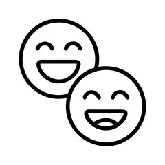 two laughing emojis icon, best friends day line art, best friends icon - simple black line art icon of two laughing emojis for best friends day celebrations. best friends vector art.