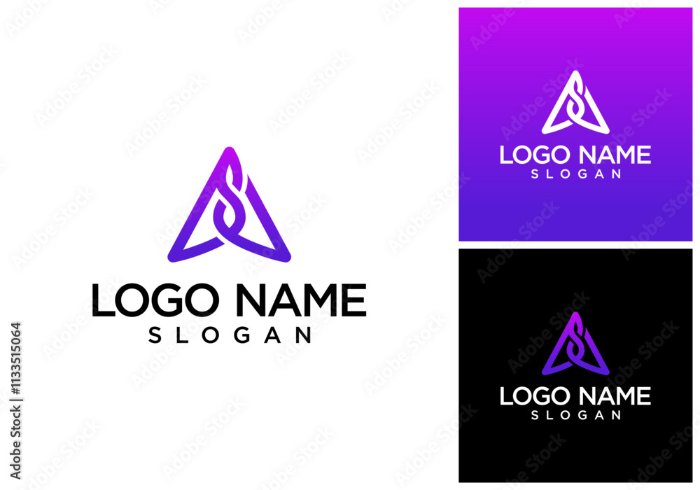 Poster simple up arrow initial a logo. geometric arrow shape line style.