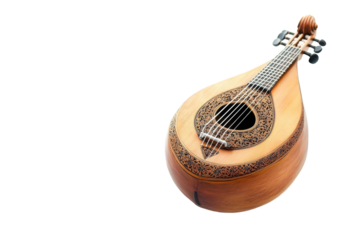 Handmade Oud, Beautiful Craftsmanship and Rich Sound with Isolated on Transparent Background