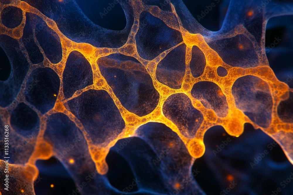 Poster abstract network structure - glowing cellular design