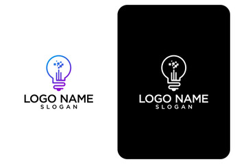 technology light bulb logo design vector.