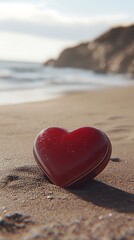 Fototapeta premium Heart-shaped red sand formation beach image
