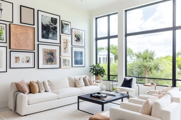 Fototapeta premium modern living room with image frames