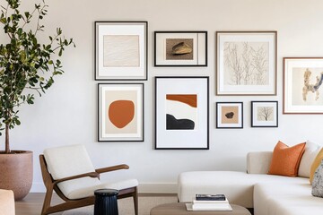 modern living room with image frames
