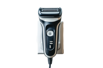 Electric Shaver Charging While Plugged In Isolated on Transparent Background
