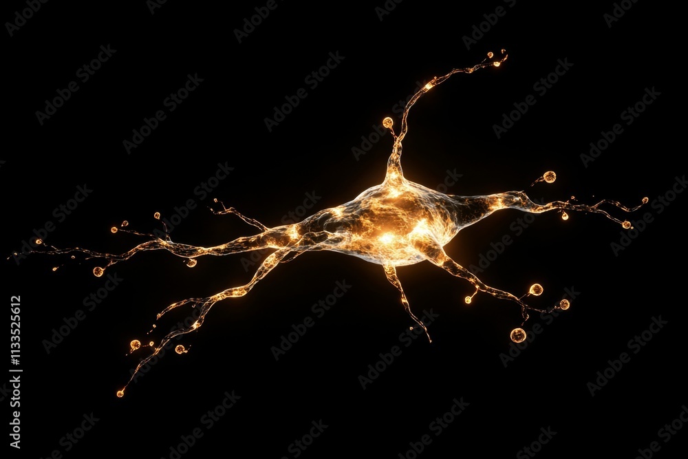Poster golden neuron structure - a stunning visual representation