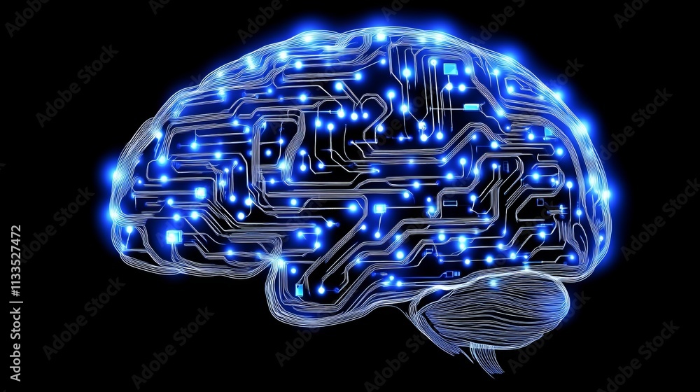 Poster digital brain circuitry abstract representation of technologys power in transforming ideas