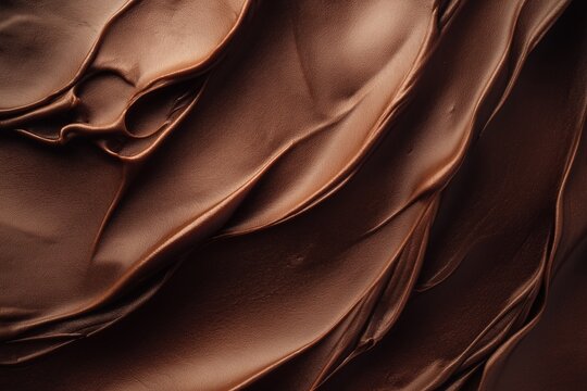 Smooth creamy chocolate frosting glistening under soft light, mocha mousse warmth