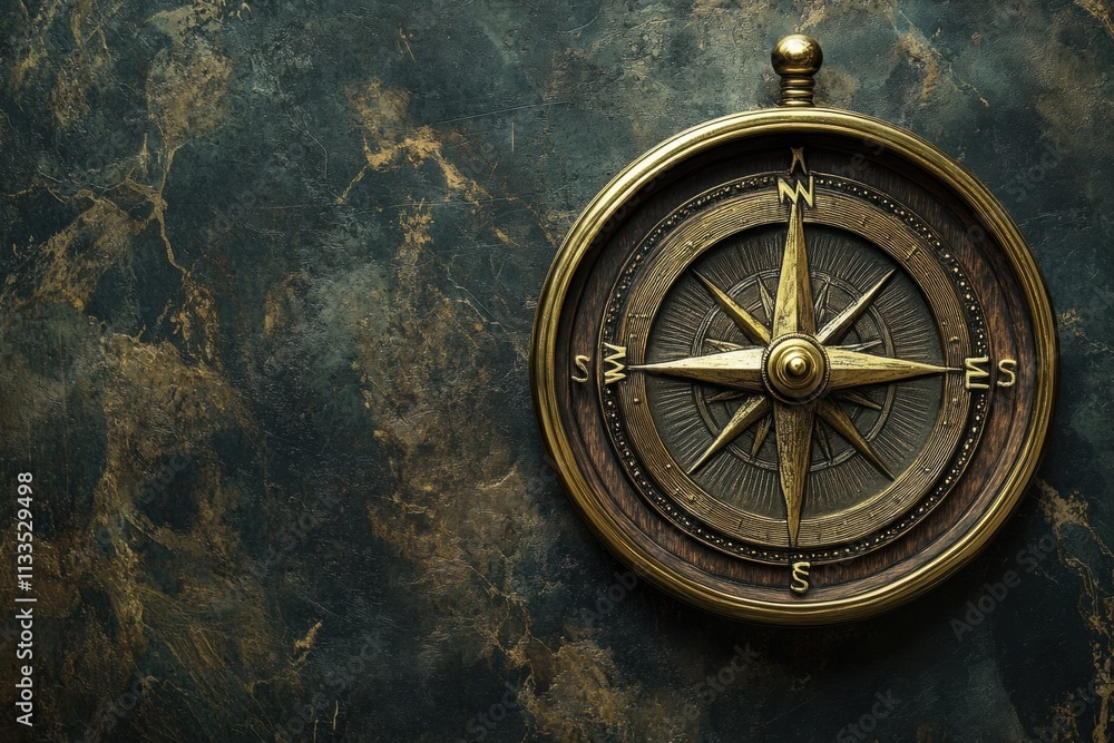 Poster a vintage compass symbolizes the pursuit of justice and transparency in the responsible use of artif