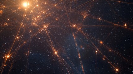 Fototapeta premium Quantum Coherence - Synchronized Particles Emitting Light in Deep Space.