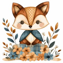 Obraz premium Adorable wooden style animal clipart