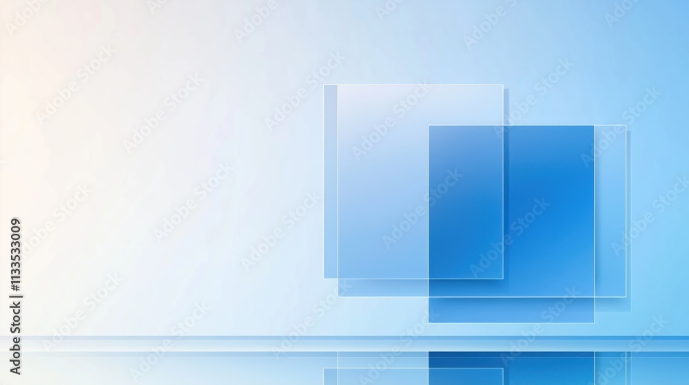 Poster abstract blue gradient design with rectangular shapes. layered geometric forms create visual interes
