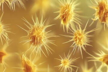 Obraz premium Golden Microscopic Cells: A Detailed Look at Cellular Structure