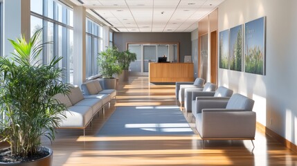 Fototapeta premium Modern and Serene Office Lobby Interior Design