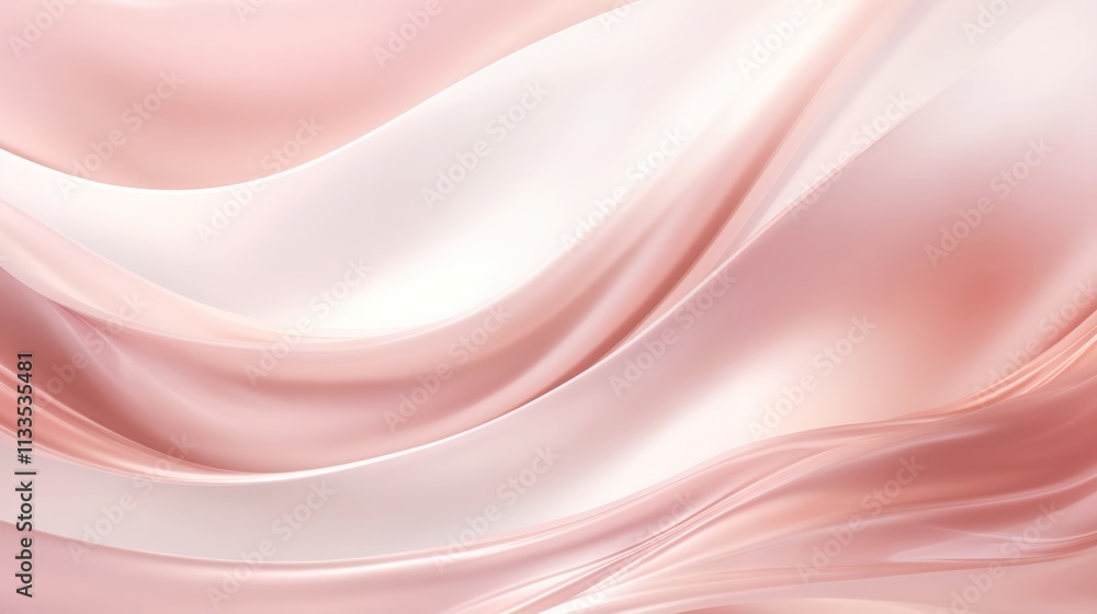 Poster abstract wavy lines and soft pink, peach shades creating fluid forms on smooth background.softness. 