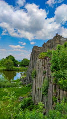 Polygonal structures of basalt columns, natural monument Panska skala near Kamenicky Senov, Czech...