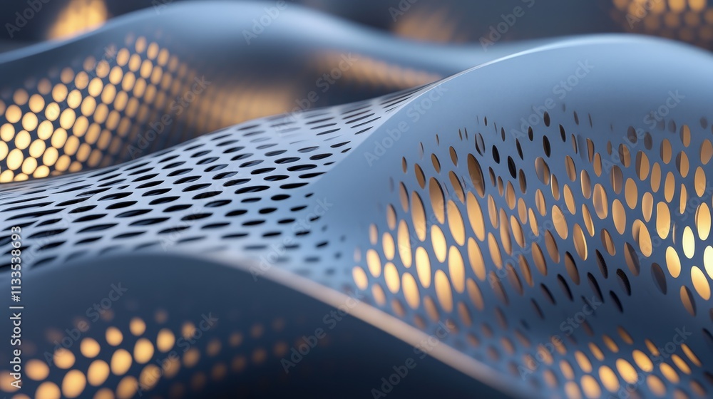 Aufkleber abstract wavy surface with perforated pattern and warm light.