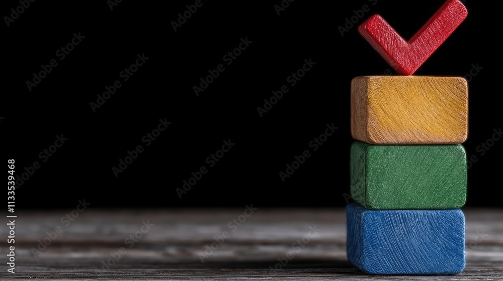 Poster building blocks of success creative strategies for growth modern workspace visual concept minimalist