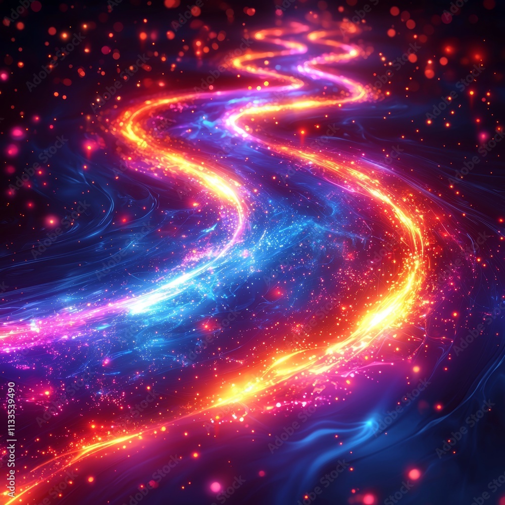 Poster abstract colorful light flow with dynamic energy and glowing effects