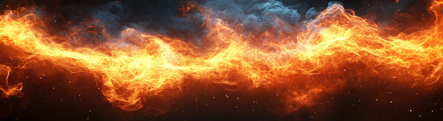 Obraz premium Fiery abstract art. A dynamic blend of warm and cool tones creates a mesmerizing visual spectacle. Perfect for design projects needing a powerful element.