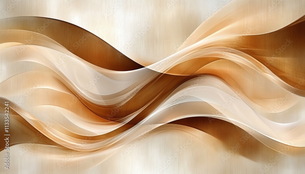 Poster abstract beige and white flowing lines background, elegant wavy pattern, smooth dynamic design