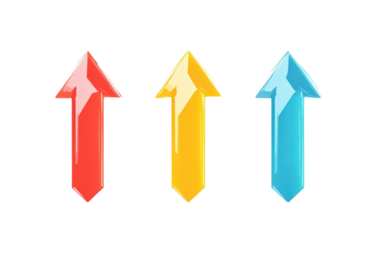 Beveled Upward Arrow Isolated on Transparent Background