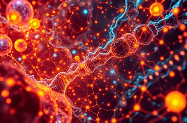 Radiant Cybernetic Network - Neon Connections in Dark Background