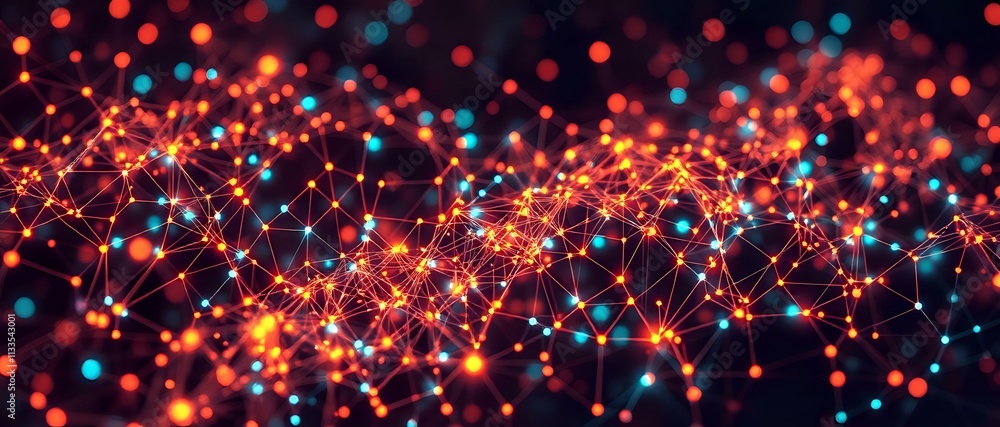 Poster vibrant orb constellation in abstract data visualization style
