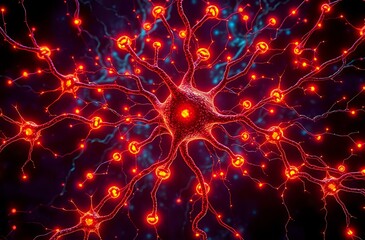 Luminous Neuron Network in Art Nouveau Style