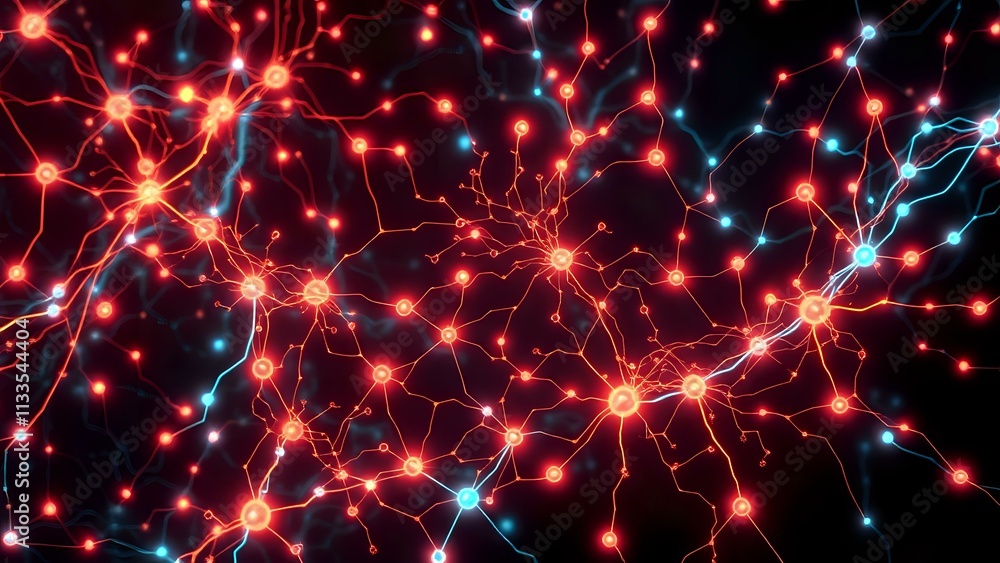 Poster futuristic tech web with glowing nodes